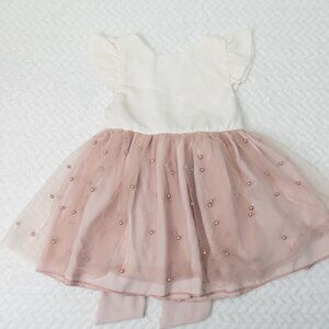Baby girl white and light mauve formal occasion dress